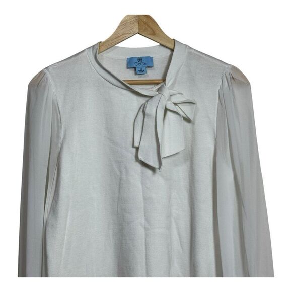 CeCe Neck Bow Sheer Sleeved Sweater Medium - Picture 4 of 7